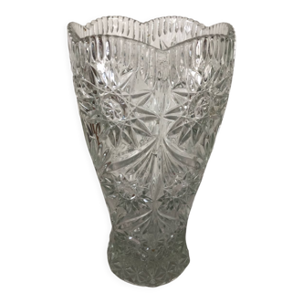 Ancien vase en verre taillé ciselé vintage