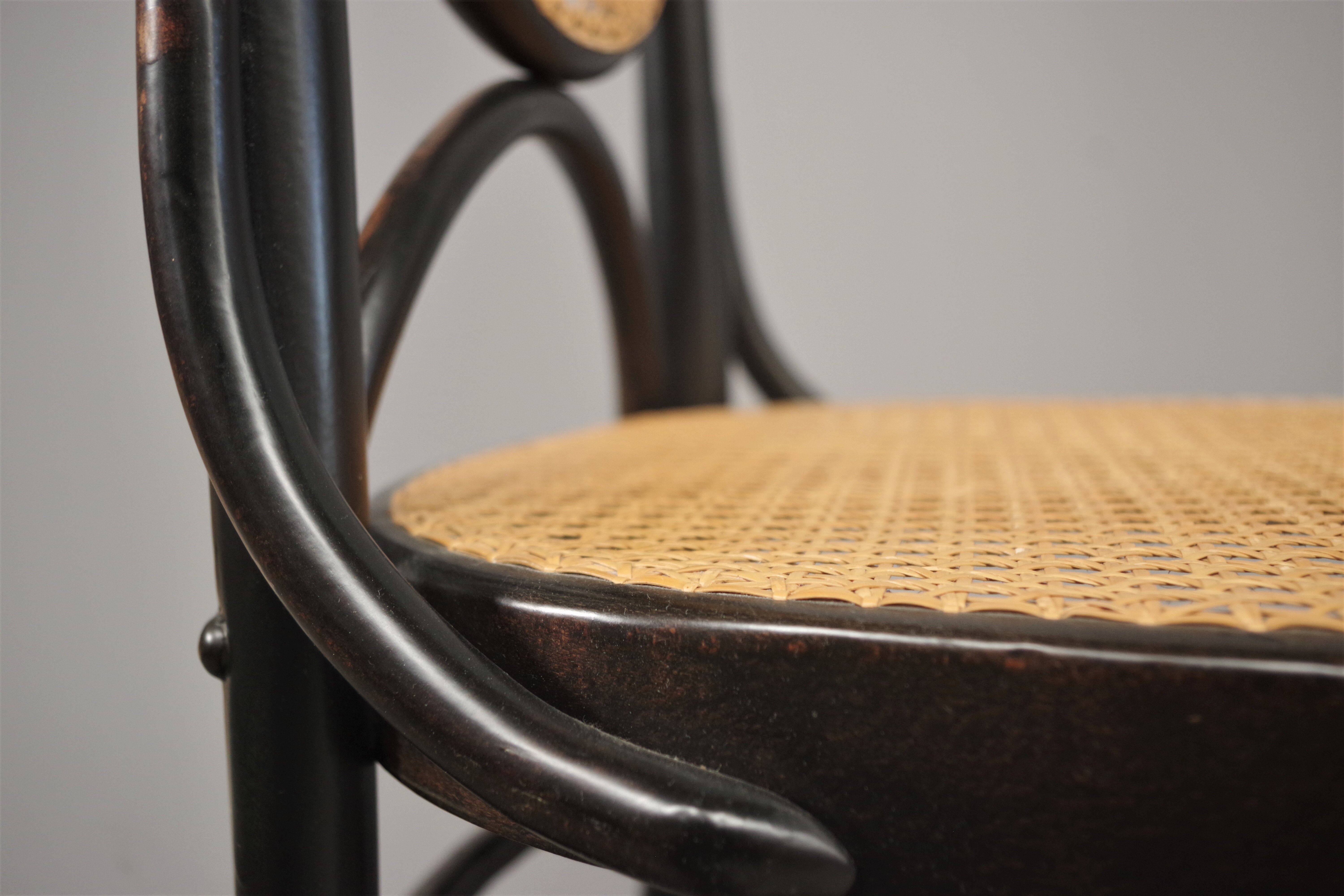 Chairs in curved beech and vienna straw, 1980s, set of 4