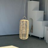 Large lantern-shaped rattan pendant lamp H50 D24