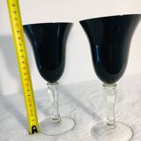 Stemmed glasses, vintage black flutes