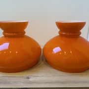 duo of Abat jour in vintage orange opaline glass