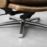 Vintage Mid-Century German Modern Leather Lounge Swivel Chair, 1960s