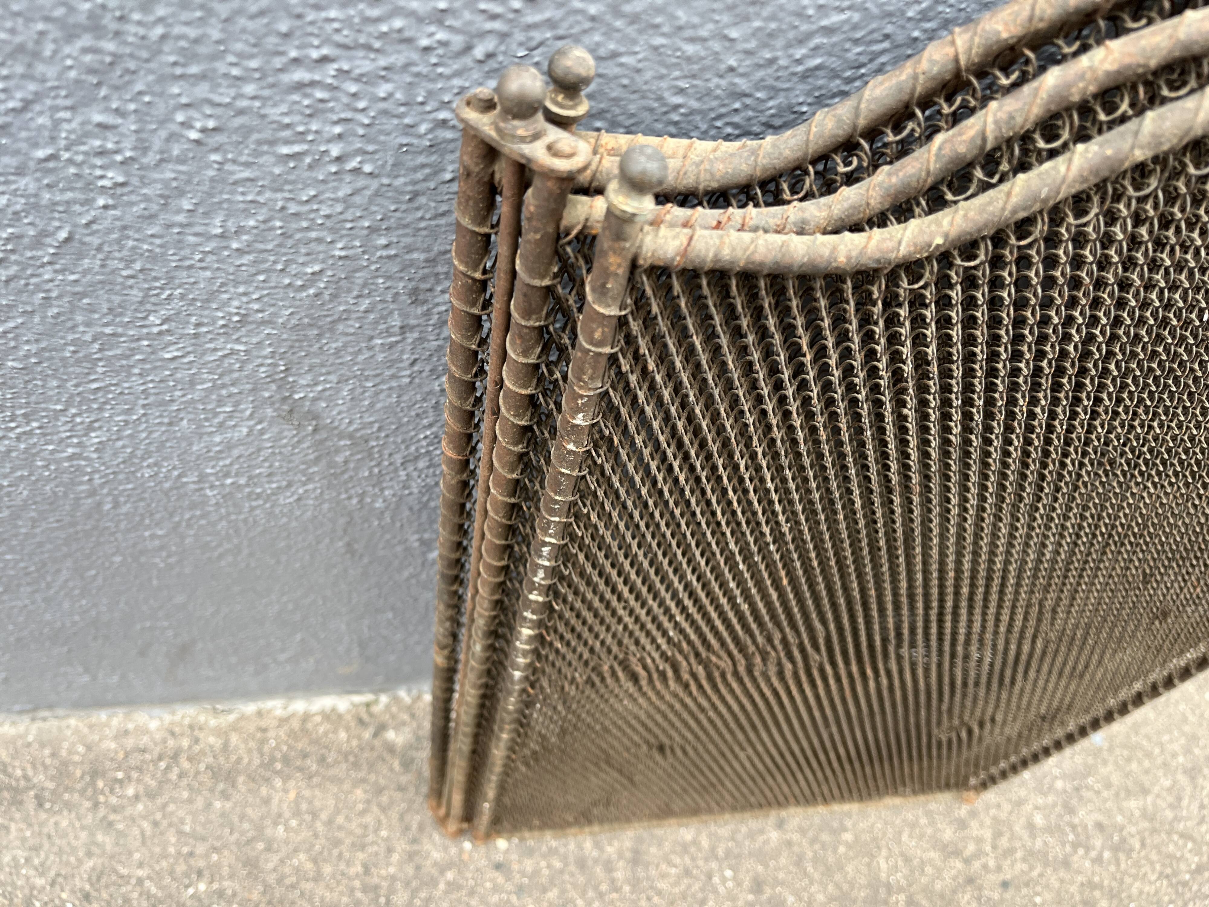 Antique 19th-century fireplace screen, Napoleon III spark guard