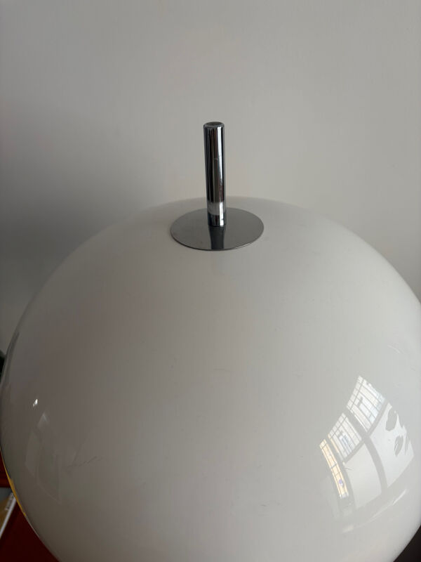 Lampadaire vintage champignon abat jour plastique/acier/marbre 70’s