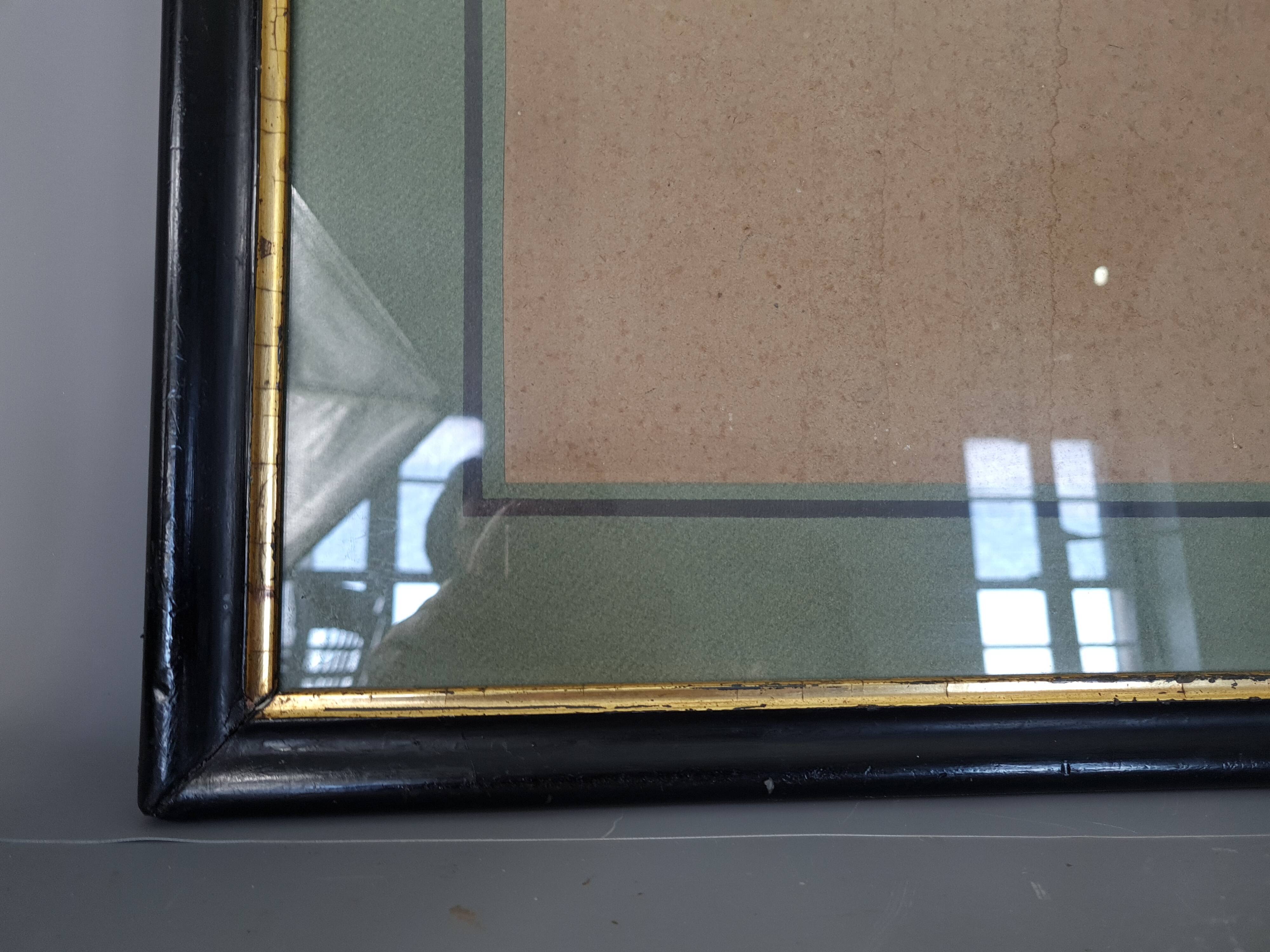 Frame Napoleon III lacquered wood black / gold 65,5x54,5 foliage 61x50 cm + SB glass