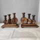Brutalist turned wood candlestick holders – vintage 50s-60s