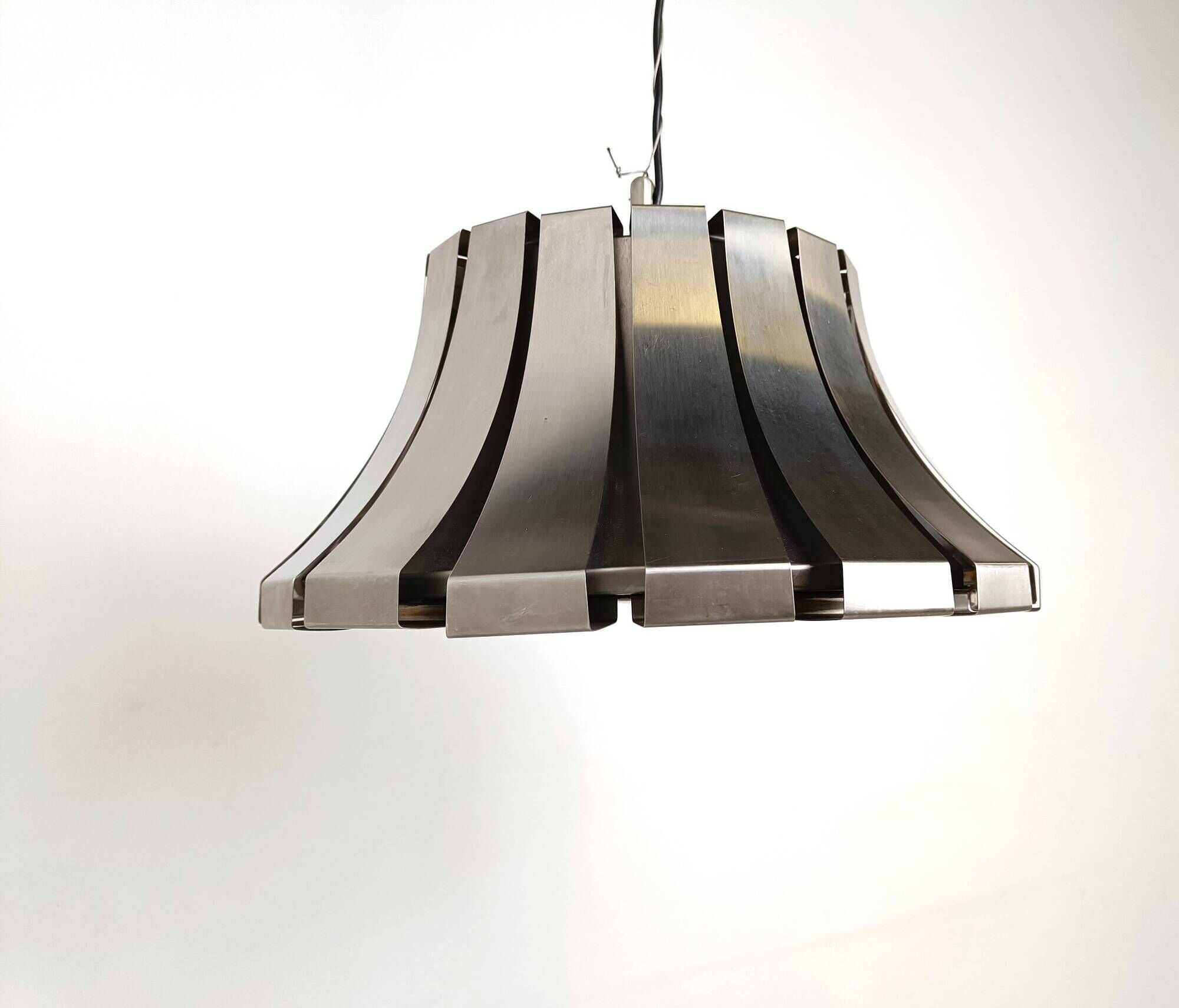 Mid-Century Steel Suspension Lamp by E. Martinelli for Martinelli Luce, Italy, 1960s