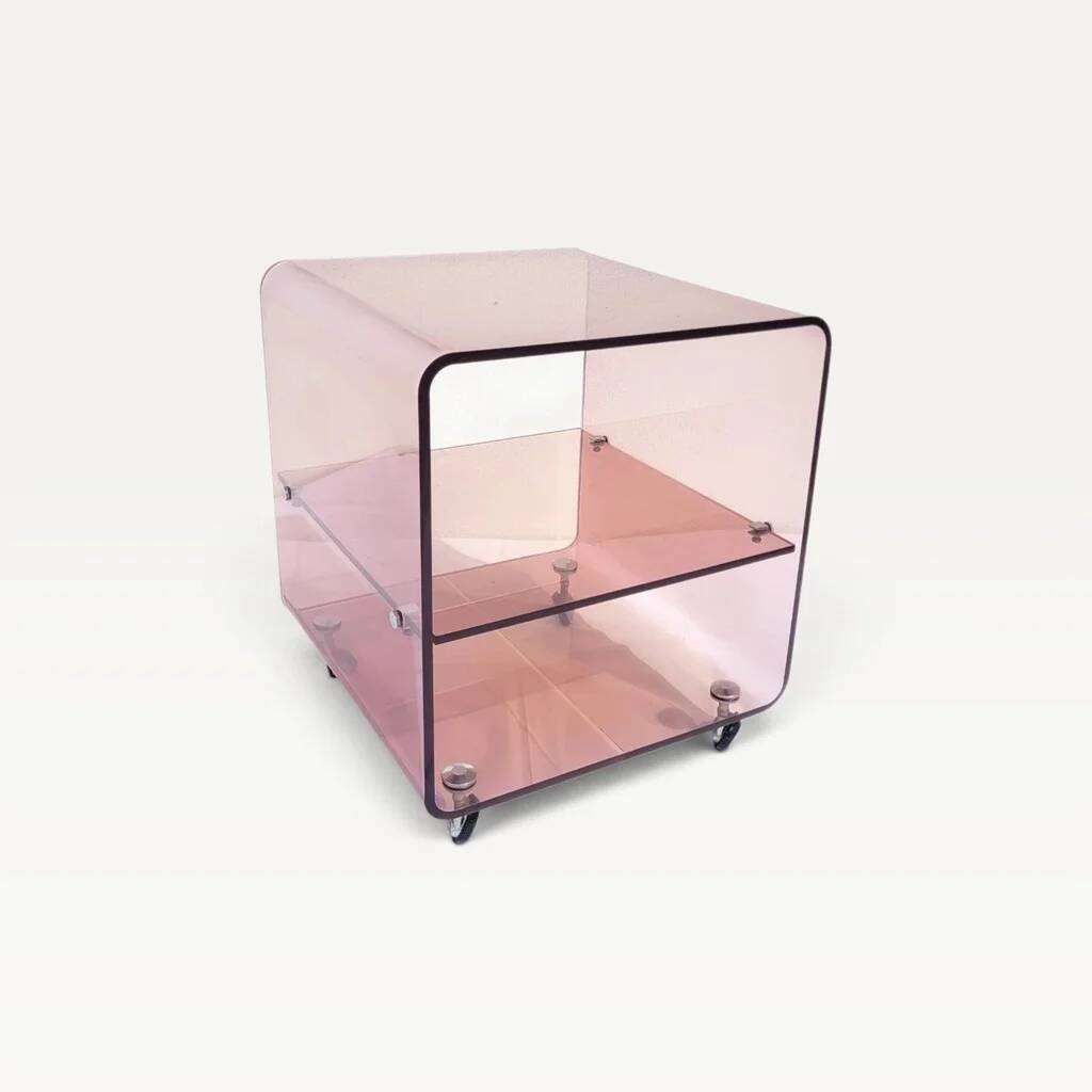 Vintage smoked plexiglass dessert trolley 70s by Michel Dumas