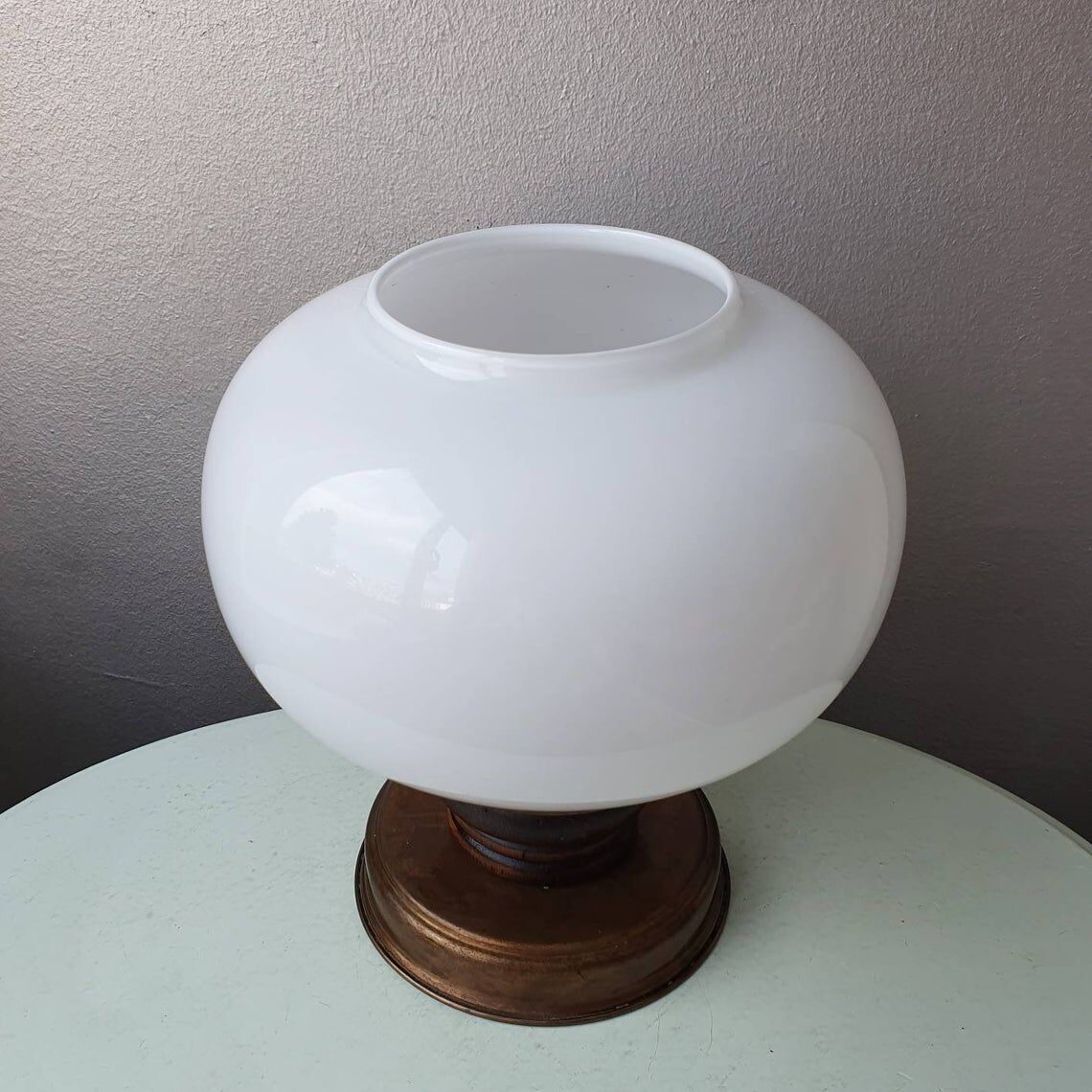 Wooden and brass table light 70s