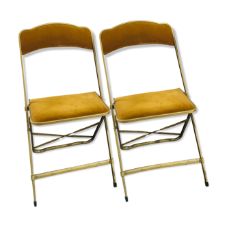 Lot of 2 folding velvet chairs