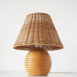 Elm and wicker ball lamp