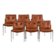 Série de 6 chaises en cuir et métal chromé, années 1970