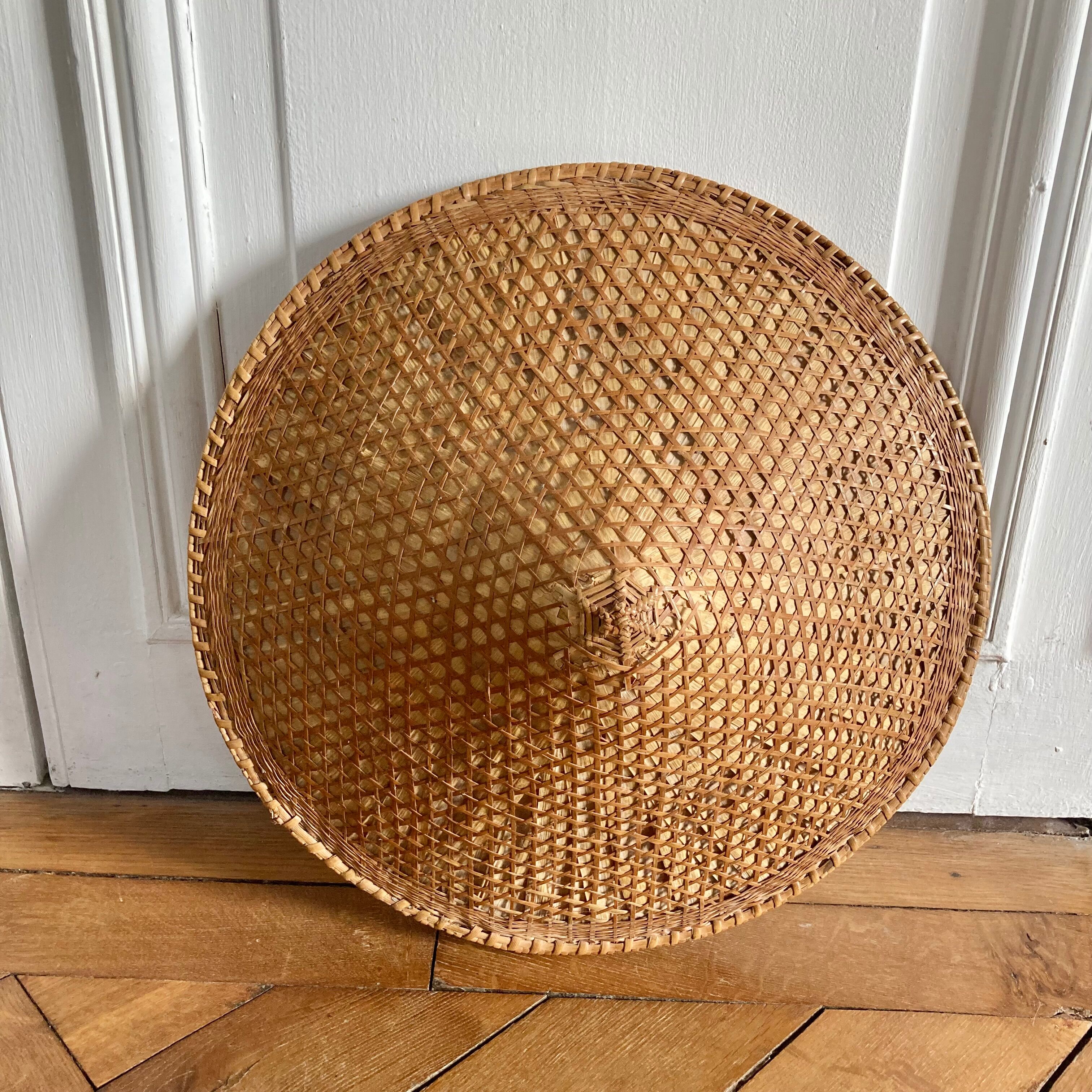 Asian hat vintage rattan canning
