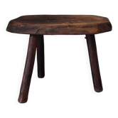 Banc brutaliste tripode tronc d'arbre