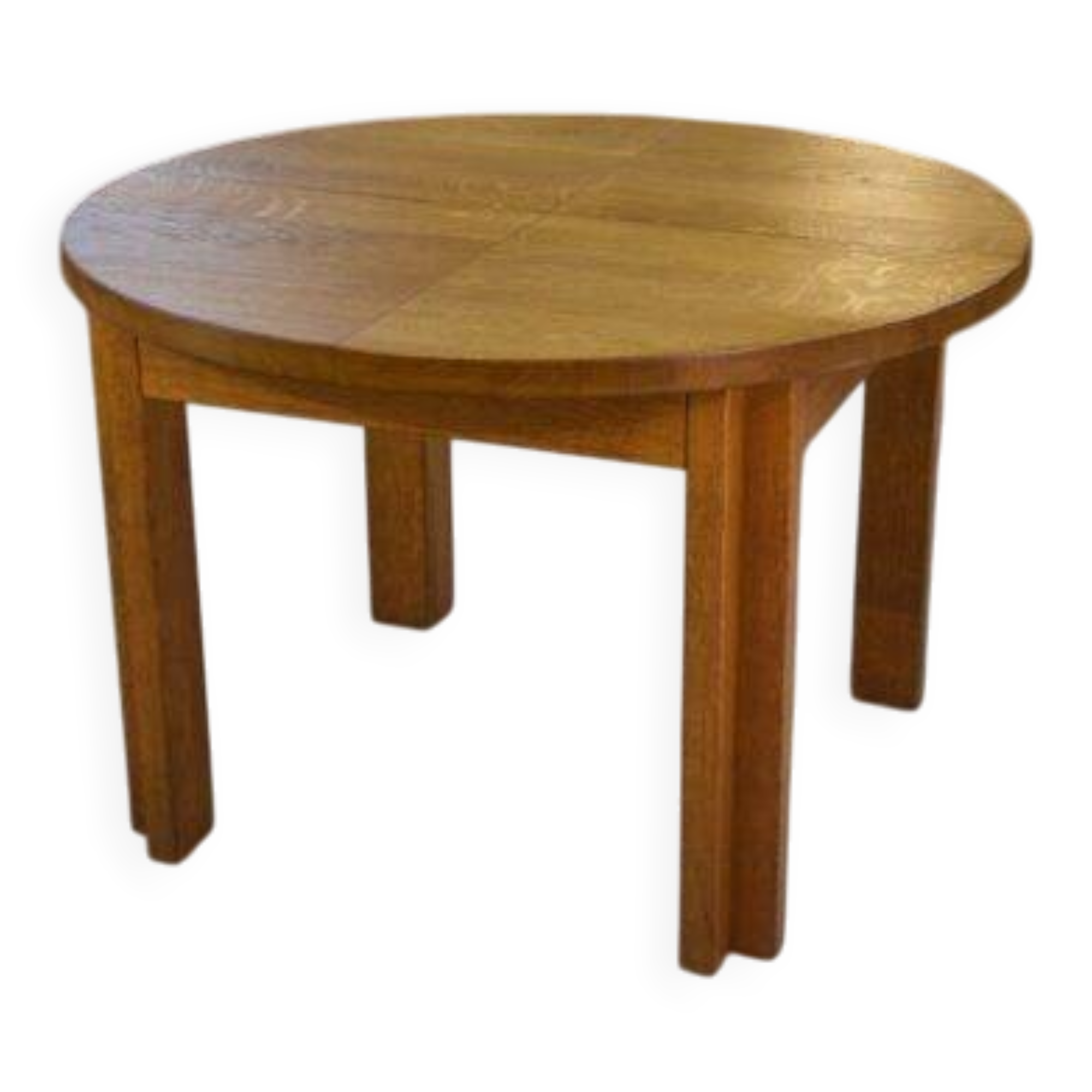Round solid oak table by Maison Regain 1970s