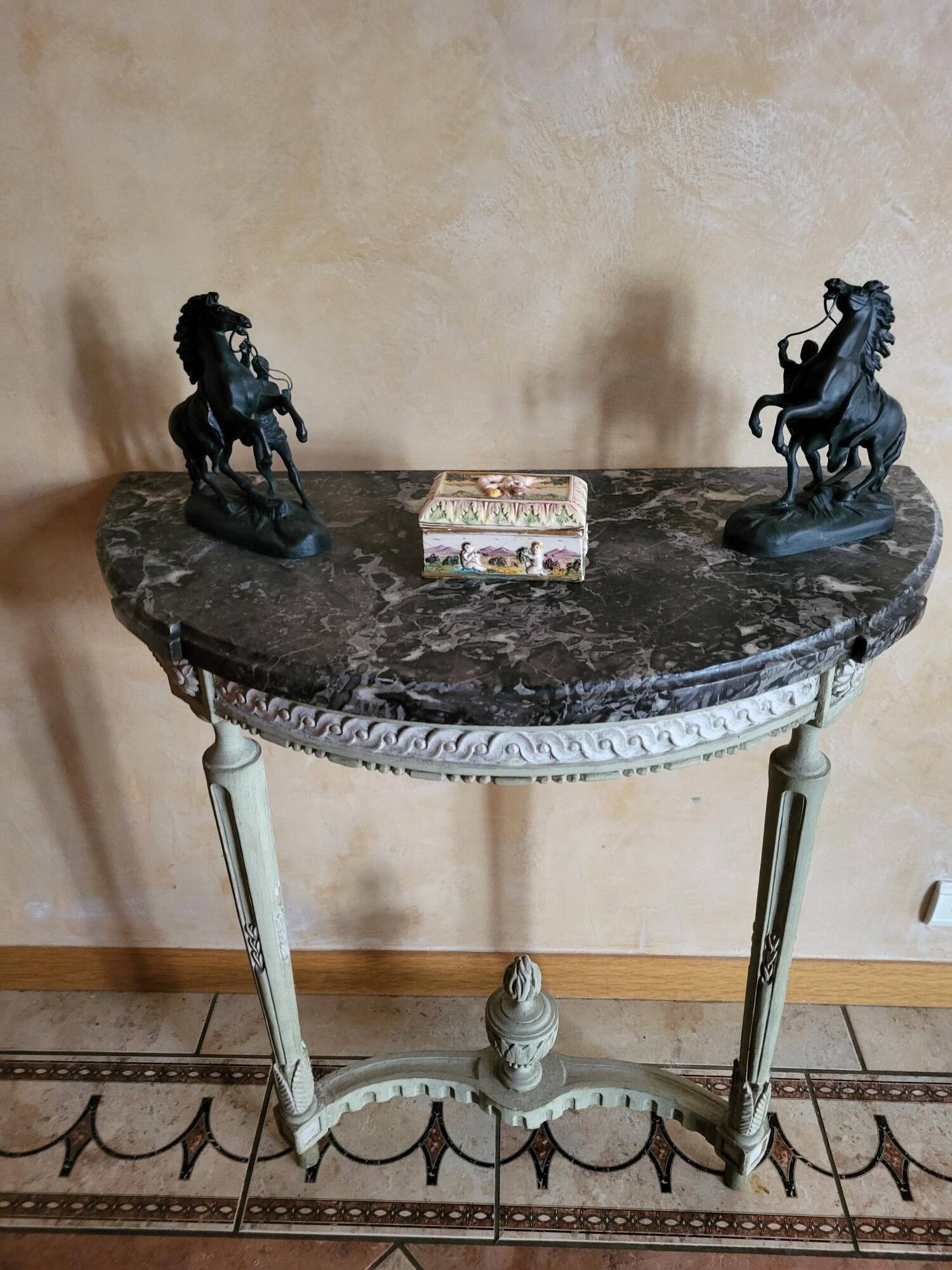 Louis XVI period console – Carved wood & Sainte-Anne marble – 18th century