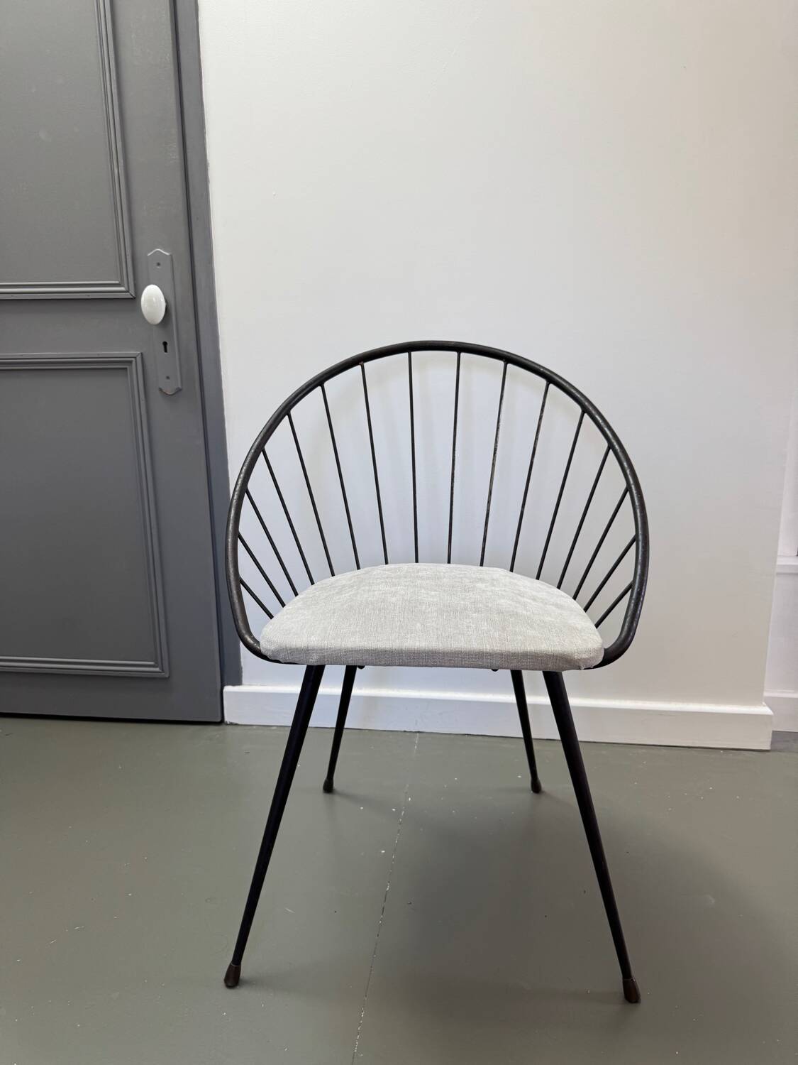 Vintage Corbeil armchair, iron, 1950s.