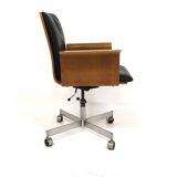 Scandinavian rotating leather armchair, Swivel, Sweden, 1970