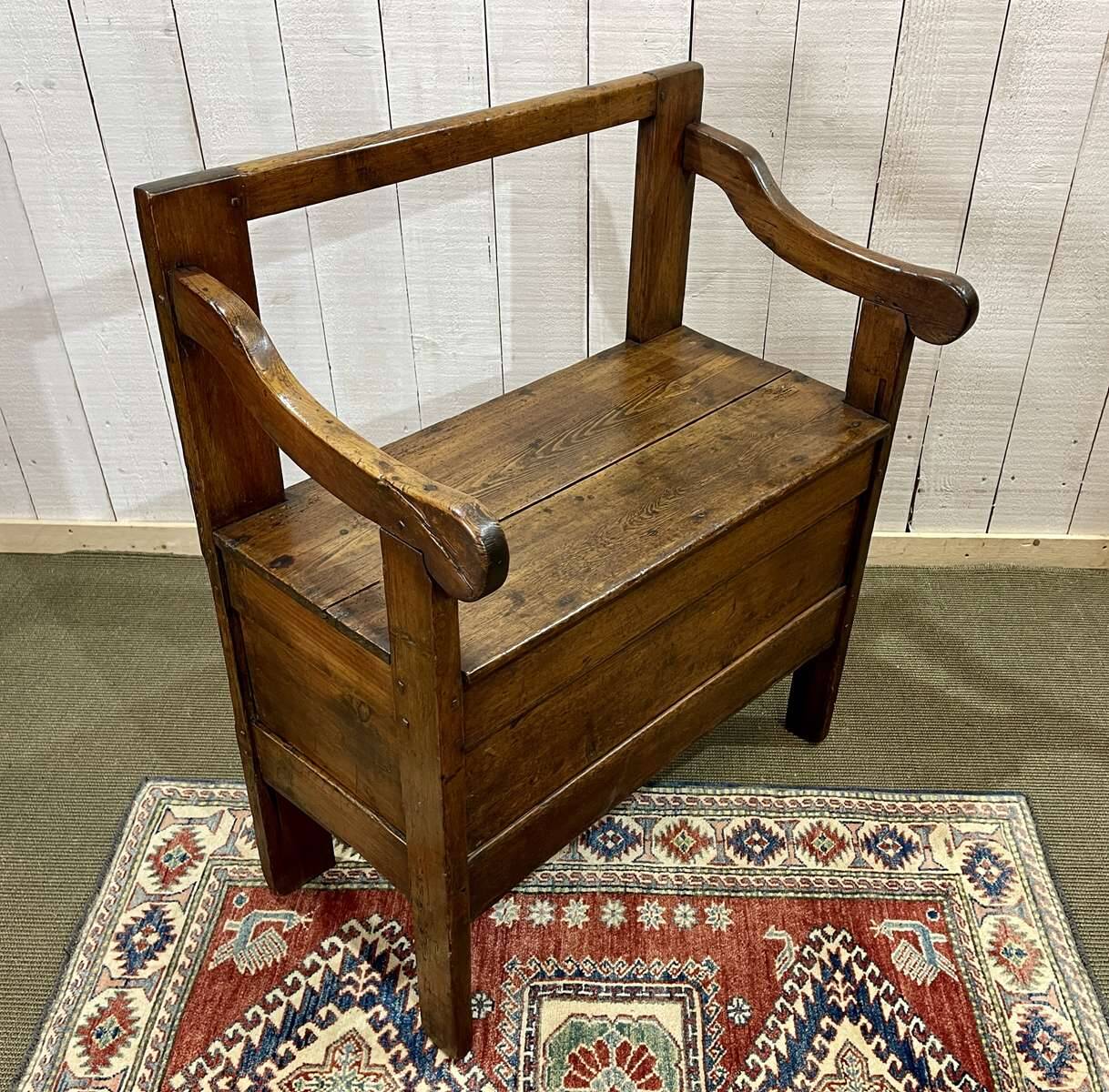 19th century fir fireplace bench