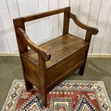 19th century fir fireplace bench