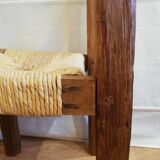 Paire de chaise brutaliste paillée années 50