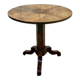 Pedestal table XIXth in walnut and marquetry
