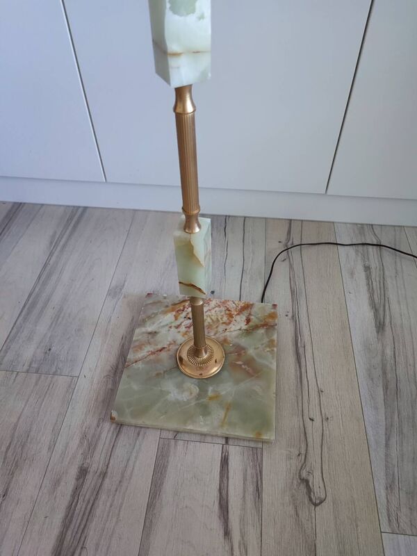 Lampadaire italien onyx et laiton