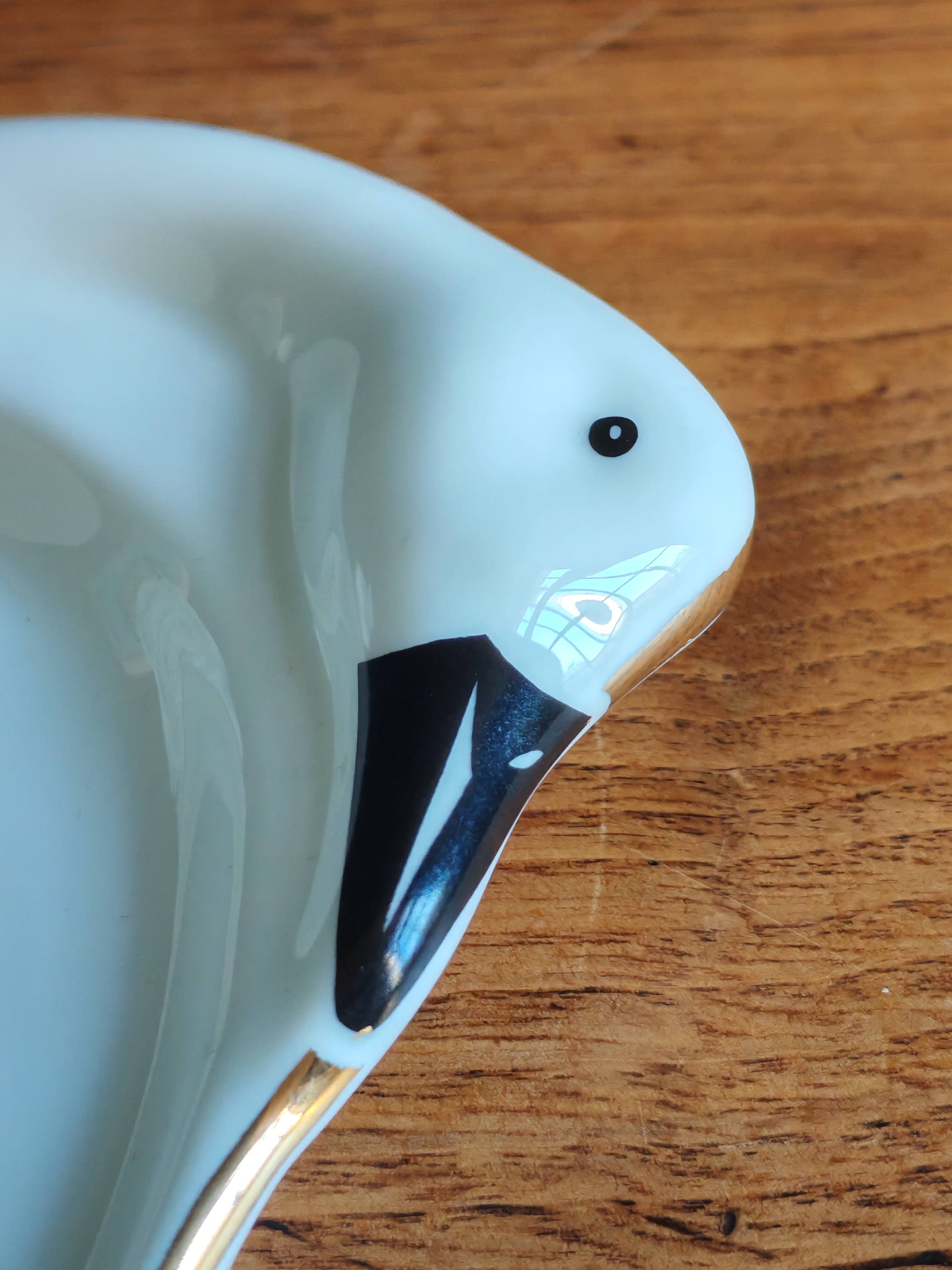 Vintage Porcelain Foie Gras Tray | Oval Duck/Swan Shaped Dish