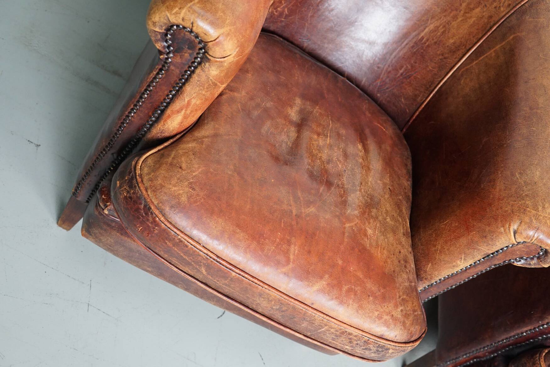 Fauteuil Club Vintage en Cuir Couleur Cognac, Pays-Bas, Set de 2