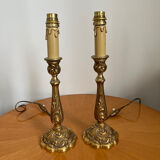 Pair of Louis XV rocaille bronze lamps
