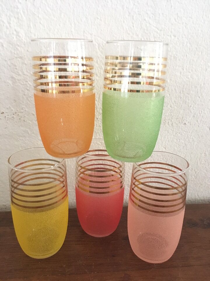 Five glasses with orangeade years 60