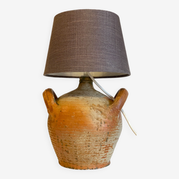 Lampe en poterie artisanale vintage