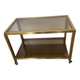 Coffee end table in smoked glass and brass