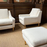 Paire de fauteuils et repose pied