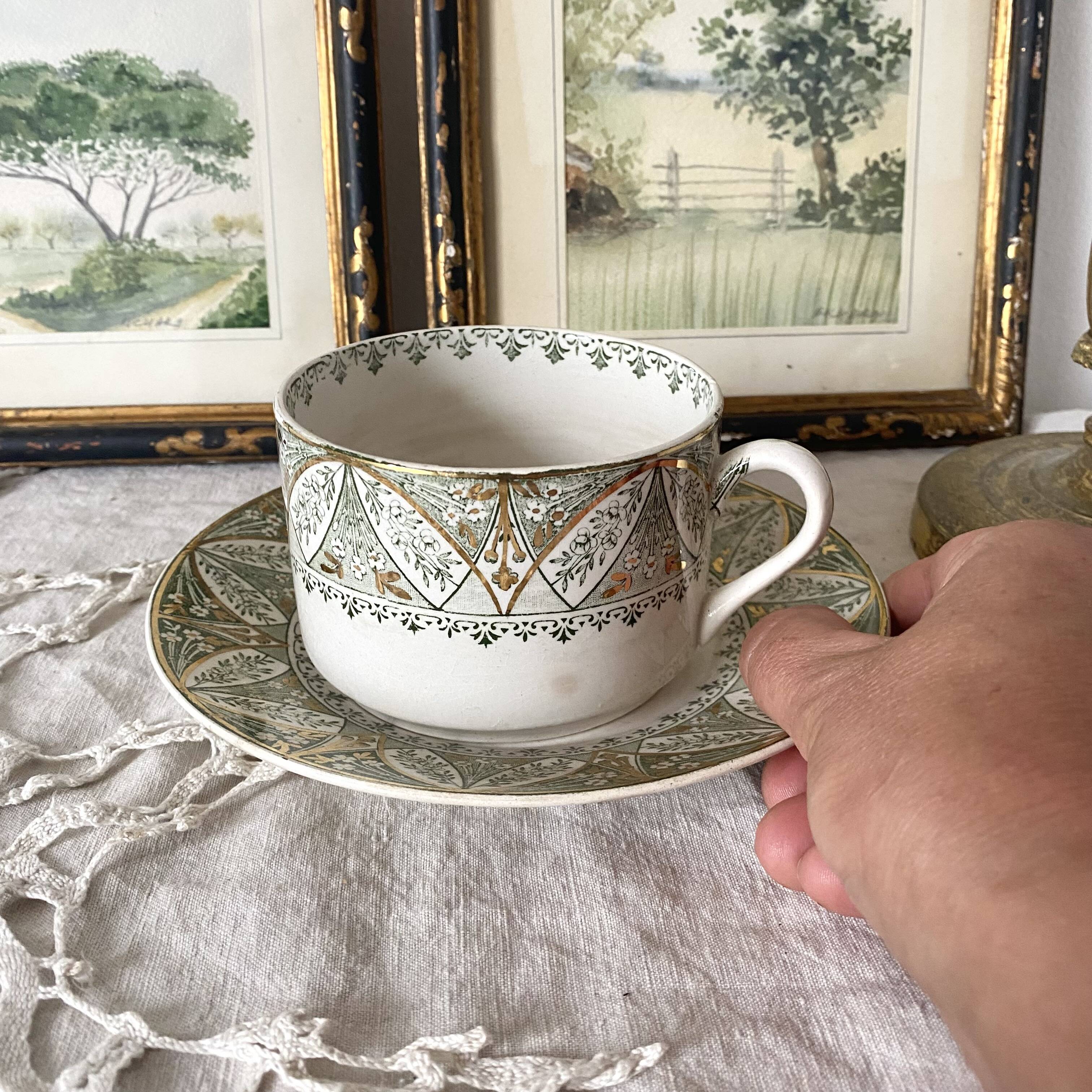 Large cup and saucer in Creil and Montereau ironstone.