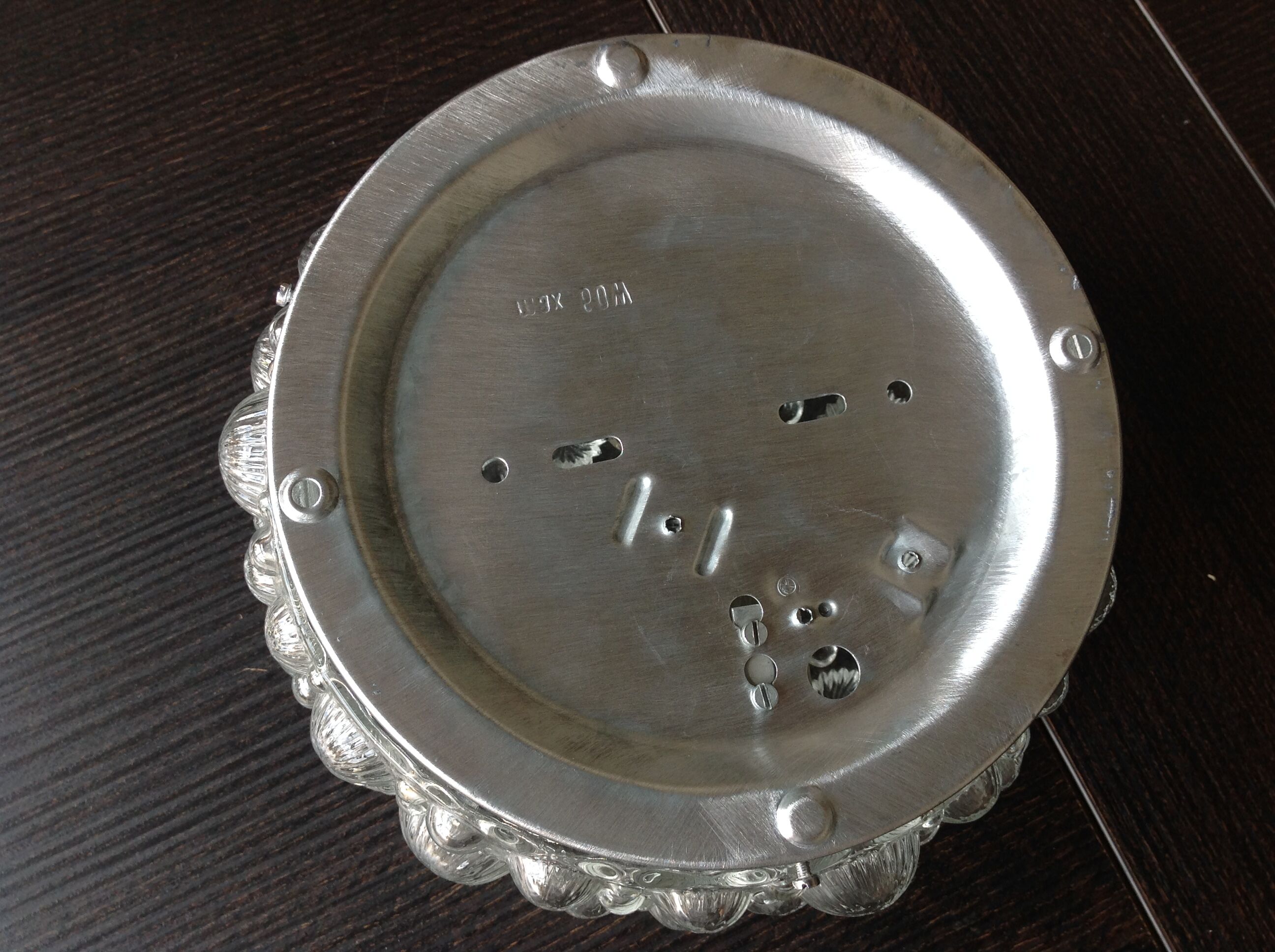 Round ceiling lamp in bubbled glass / vintage 60s-70s