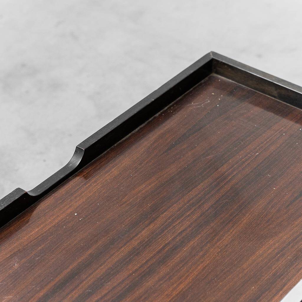 Tavolino da caffè multifunzione con ruote legno metallo anni ’70 vintage