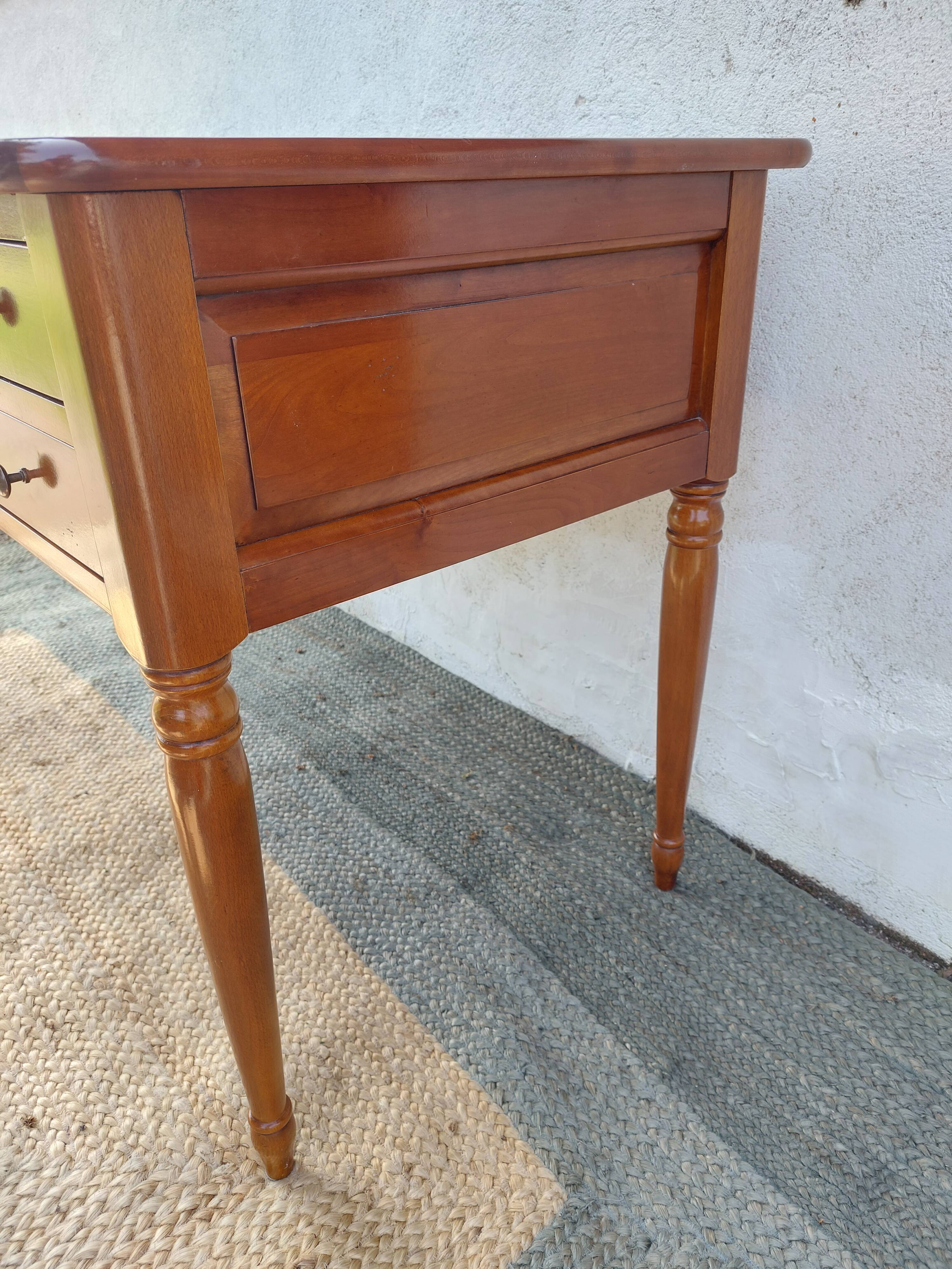 Desk, black leather top