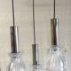 Suspension cascade 3 lights in chrome metal and crystal - mid 20th century.