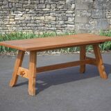 Table de ferme ancienne en bois, table bois, table de salle à manger, brutaliste, chalet, campagne,