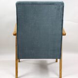 Set of 2 grey velvet armchairs, 1970s