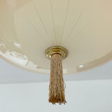 Vintage art deco pendant lamp, gradient glass, red beige, brass, 30 years