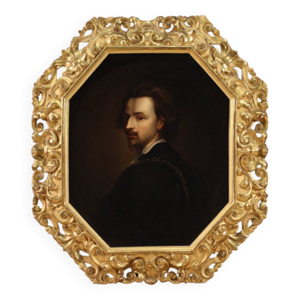 Portrait de Van Dyck avec élégant cadre doré du 19ème siècle