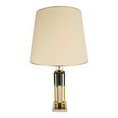 Geometric Brass and Chrome Table Lamp by Willy Daro, France, 1970