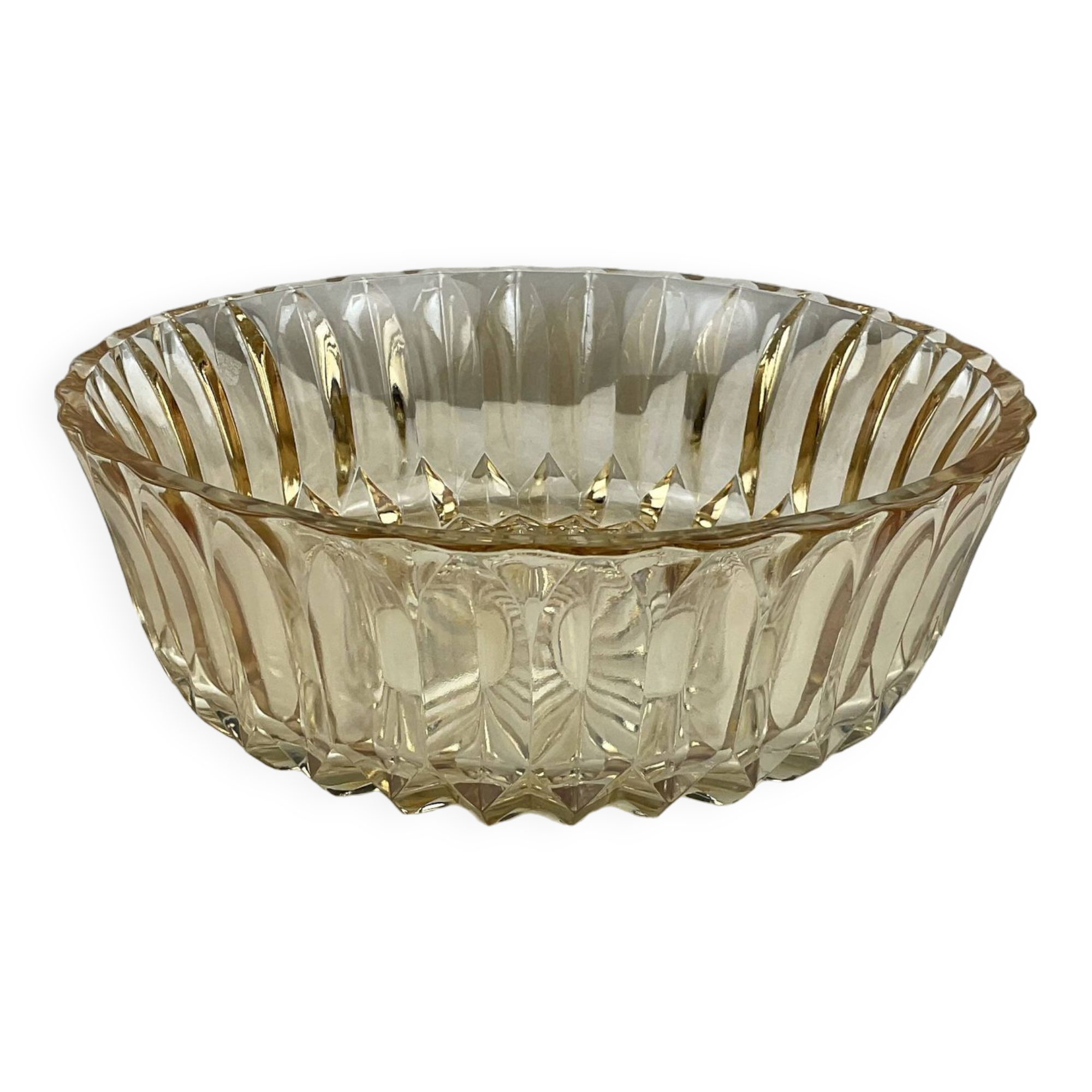 Retro/Vintage Molded Amber Glass Salad Bowl