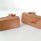Vintage wooden dog bookends, 1950s-60s.