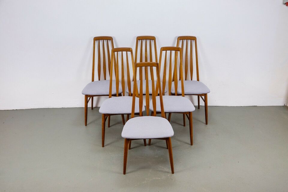 Set of 6 eva vintage chairs in Teak Niels Koefoe Hornslet Midcentury 60s