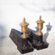 Cast iron and brass chenets