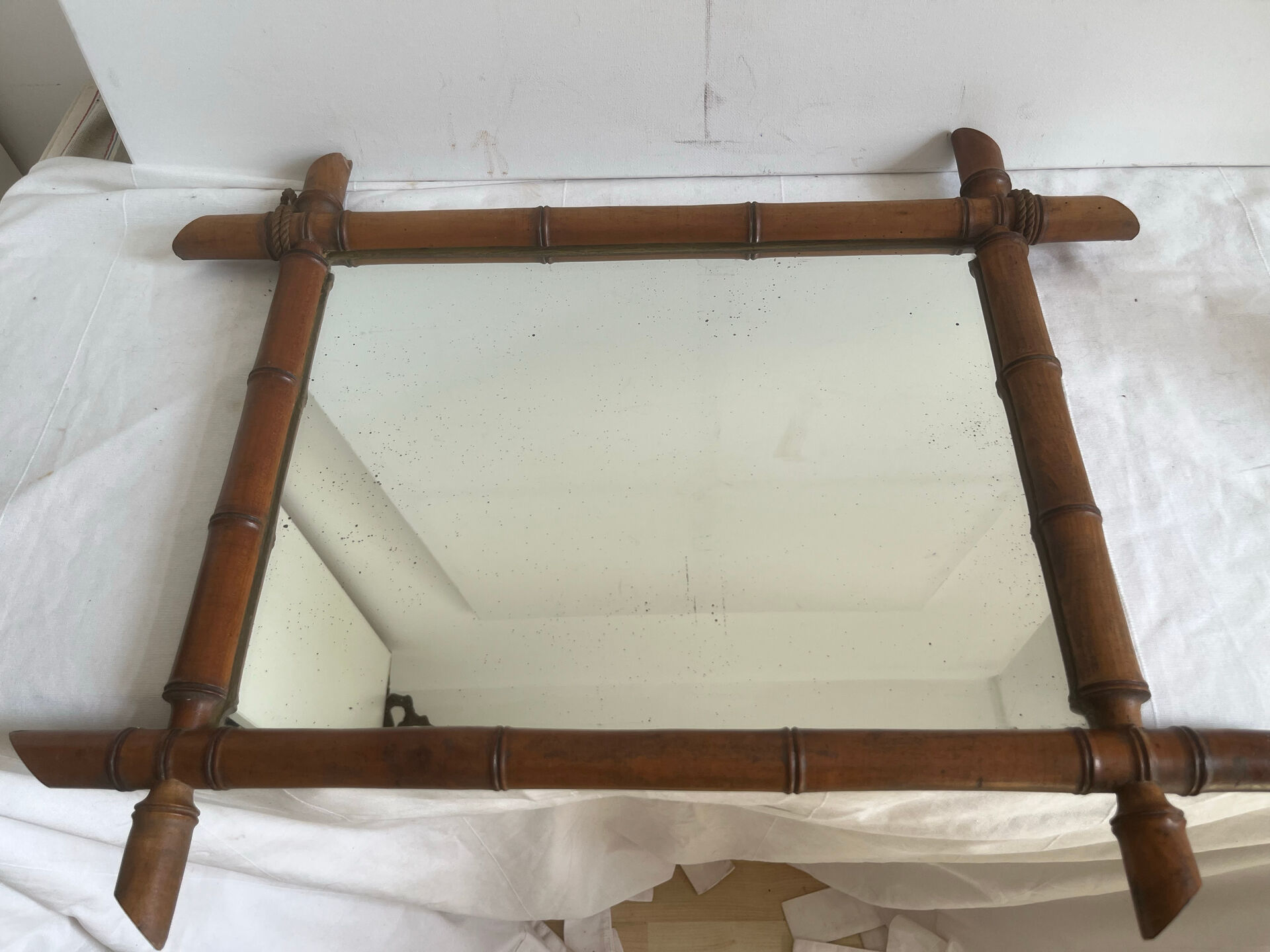 Large antique bamboo mirror