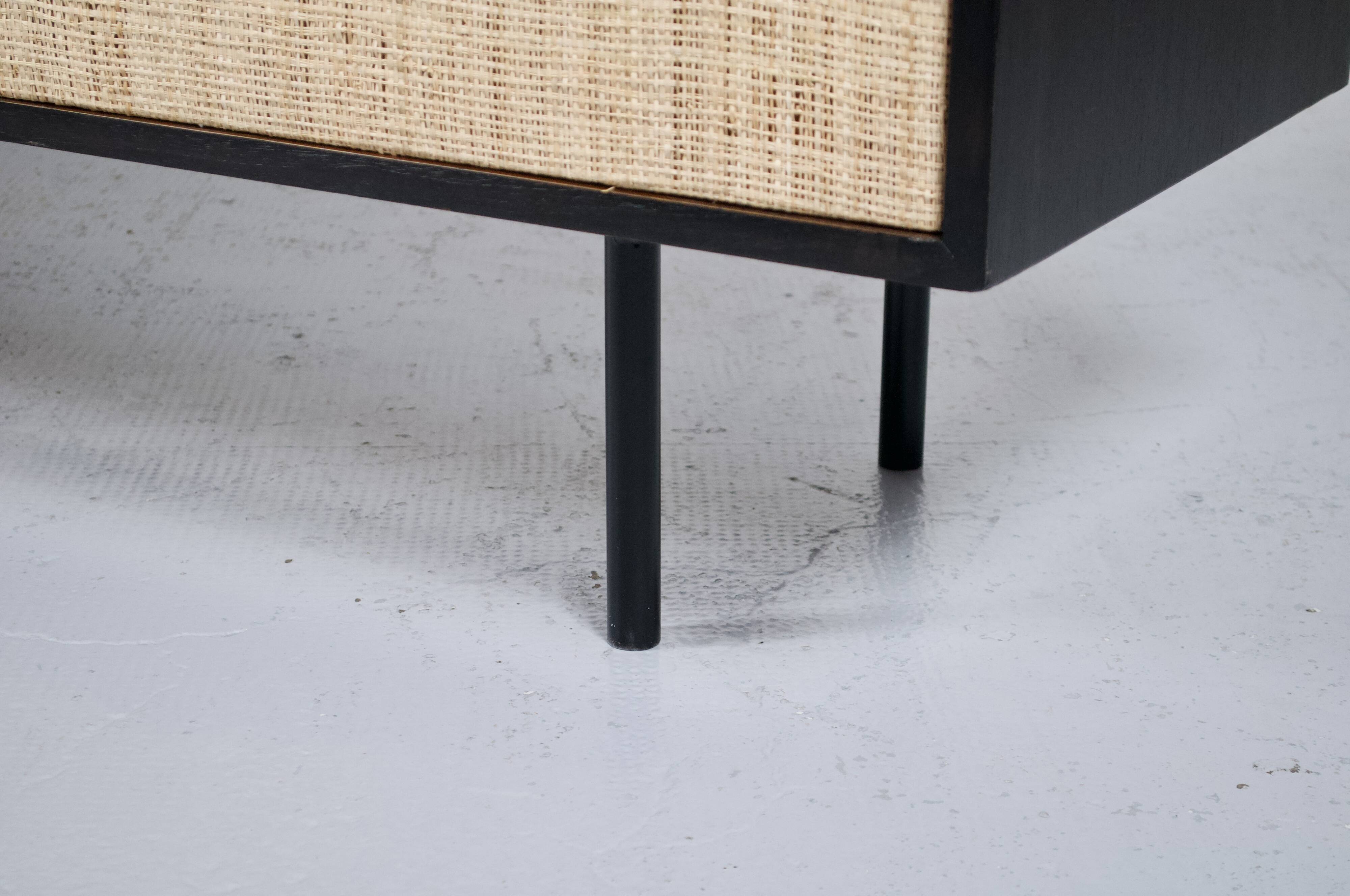 Enfilade florence knoll model 116 wood leather and raffia 1960